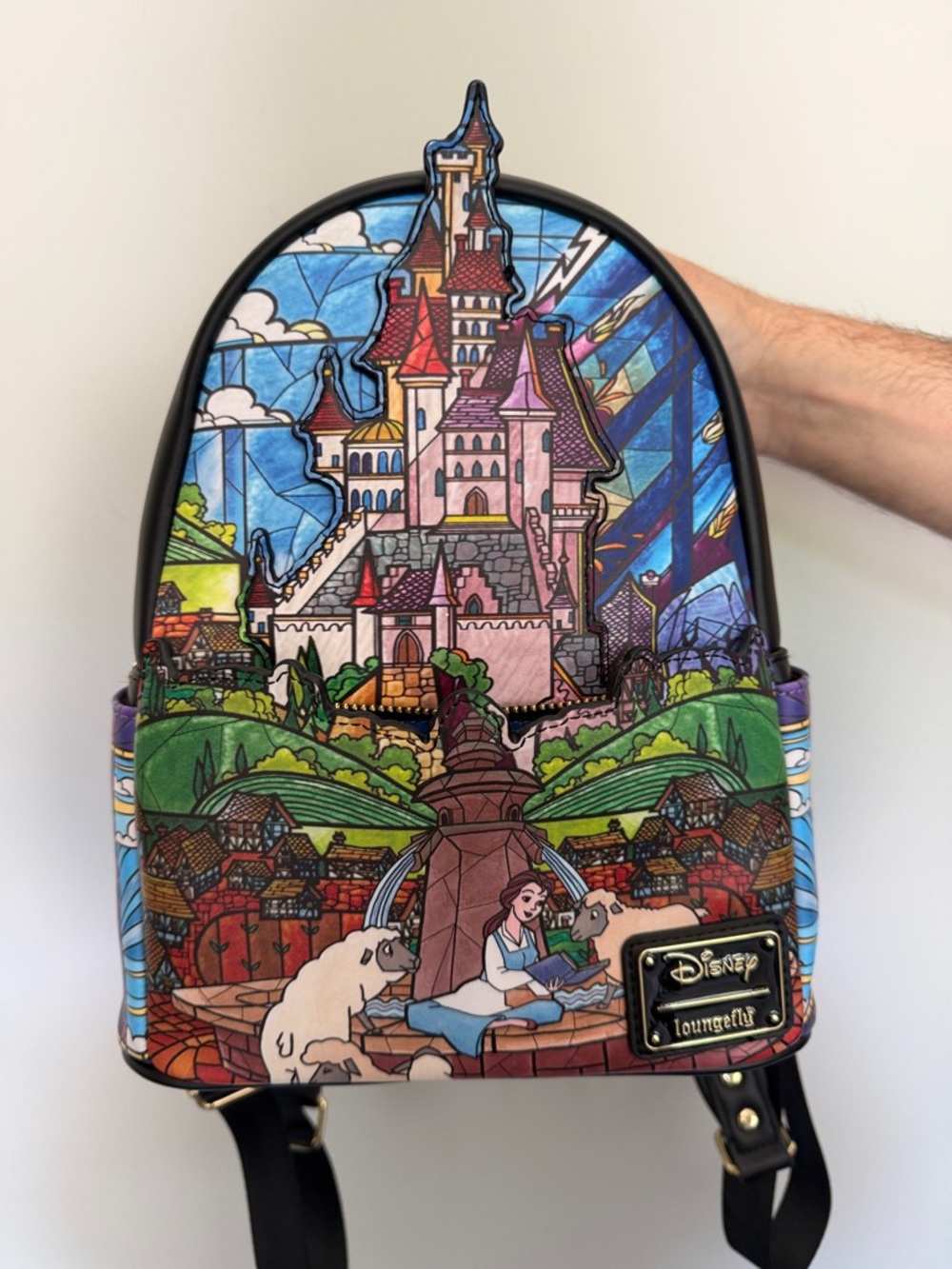 Loungefly Multi-Color Beauty and the Beast Stained Glass Mini Backpack